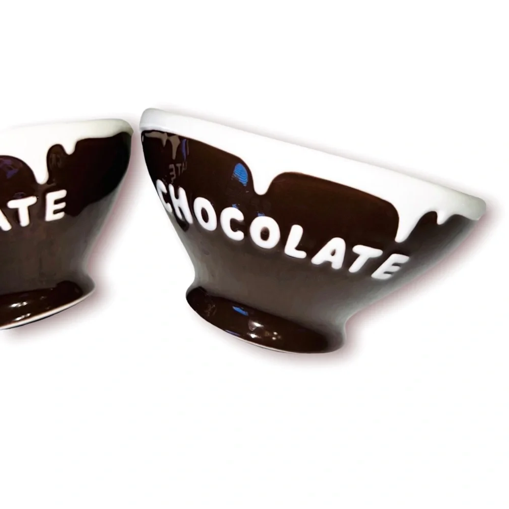 2 Pottery Barn chocolate Dessert BOWLS